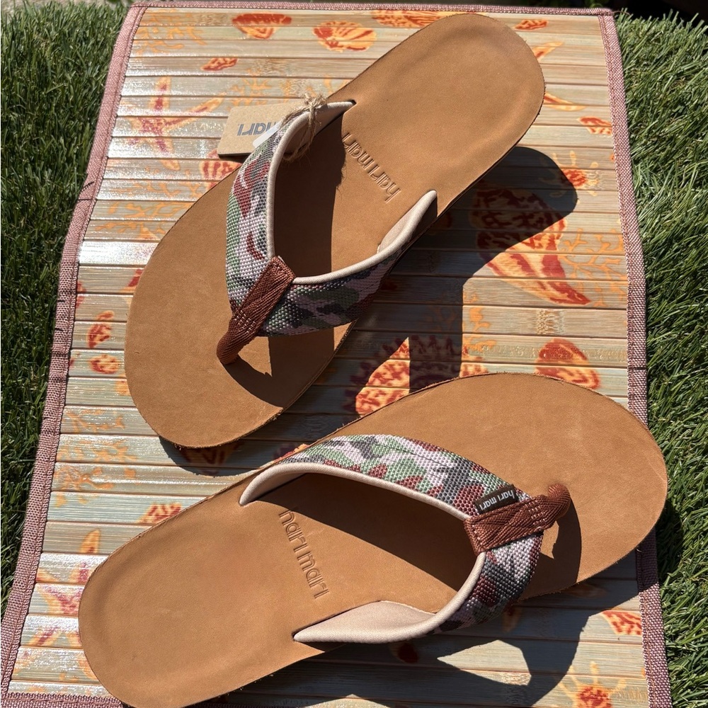 Hari Mari Leather Woodland Camo Flip Flop Sandals Size 11 - Picture 13 of 15